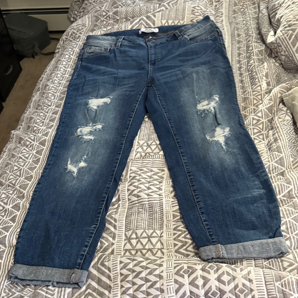 Distressed Blue Jeans